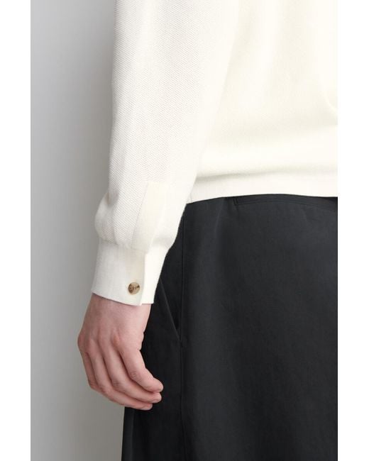 COS White Honeycomb-Knit Polo Shirt for men