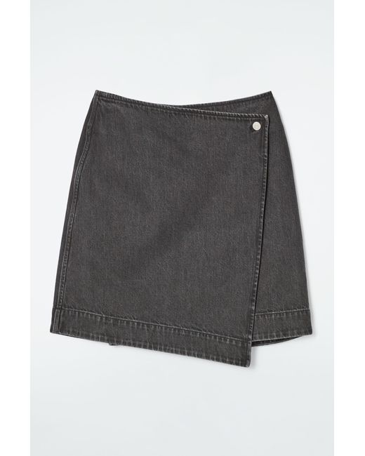 COS Gray Denim Mini Wrap Skirt