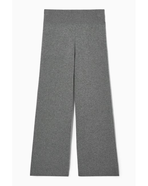 COS Gray Wide-leg Pure Cashmere Pants