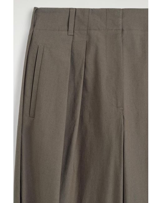 COS Natural Pleated Tapered Utility Pants