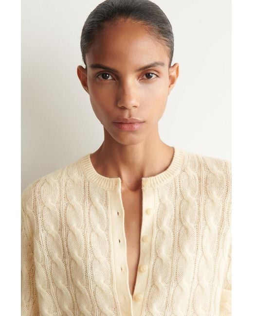COS Natural Cable-Knit Cashmere Cardigan