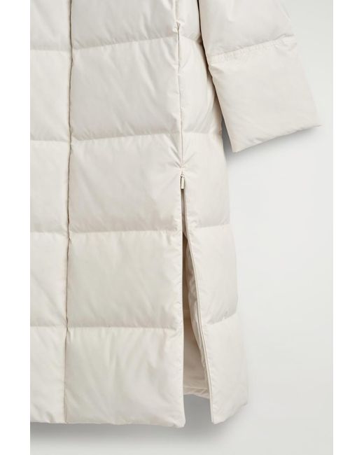 COS Natural Shawl-Collar Quilted Down Long Coat