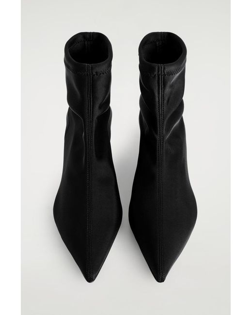 COS Black Pointed Scuba Sock Ankle Boots