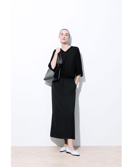 COS Black The Tailored Wool Twill Skirt