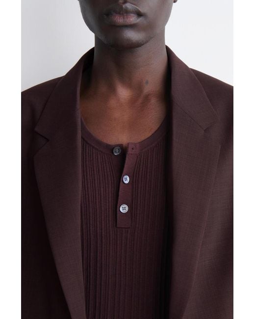 COS Purple Silk-Cotton Henley Tank Top for men
