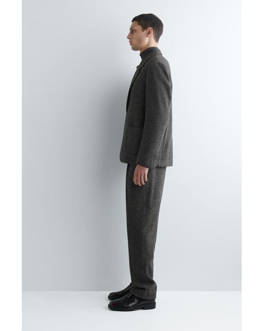 COS Black Unstructured Wool-Herringbone Blazer for men