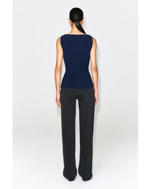 COS Blue Cotton-Blend Crepe Vest