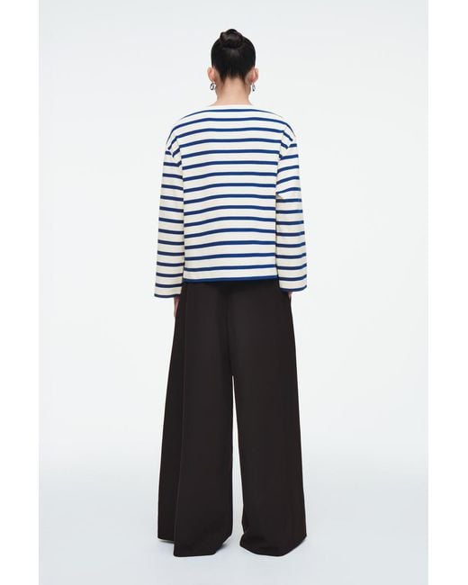 COS Blue Striped Boat-neck Top