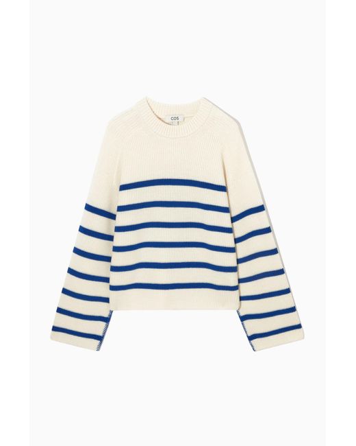 COS Blue Striped Merino Wool Sweater