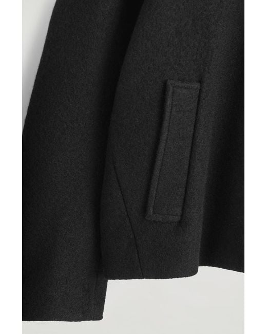 COS Black Oversized Boiled-Wool Short Jacket