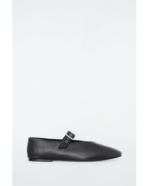 COS Black Leather Mary-jane Flats