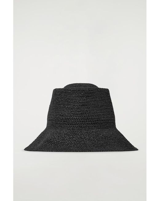 COS Black Straw Bucket Hat