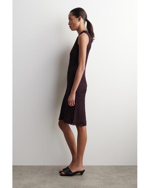 COS Blue Crochet-Knit Tape-Yarn Midi Dress