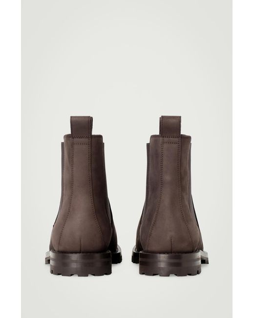 COS Brown Nubuck Leather Chelsea Boots for men