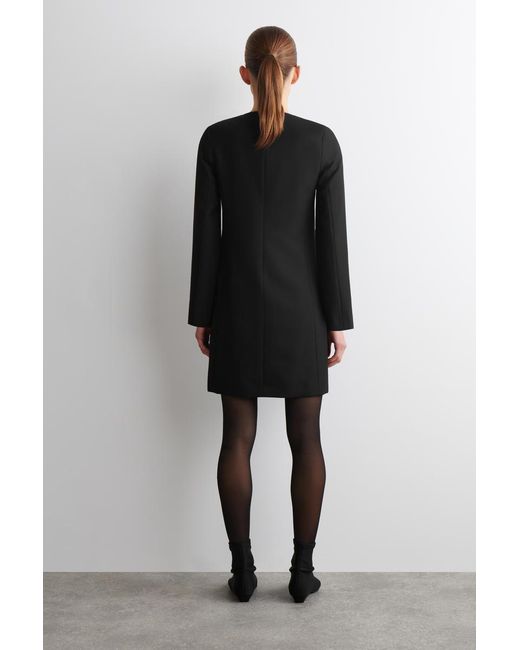 COS Black Tailored Wool-Blend Mini Dress