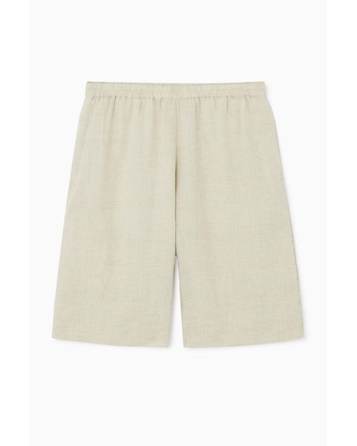 COS White Elasticated Linen Shorts