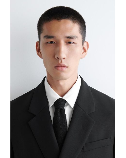 COS Black Sparkly Knit Merino Wool Tie for men