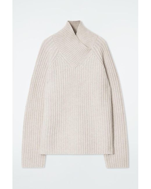 COS White Wrap-collar Pure Cashmere Sweater