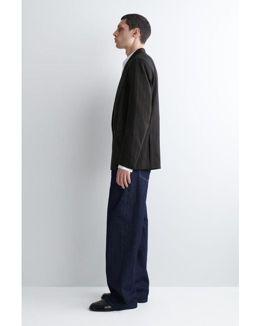 COS Black Pinstriped Double-Breasted Blazer for men