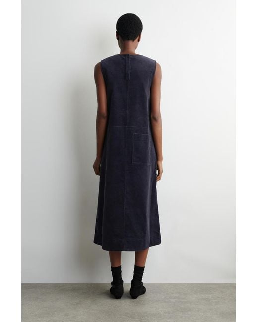 COS Blue A-Line Corduroy Midi Dress