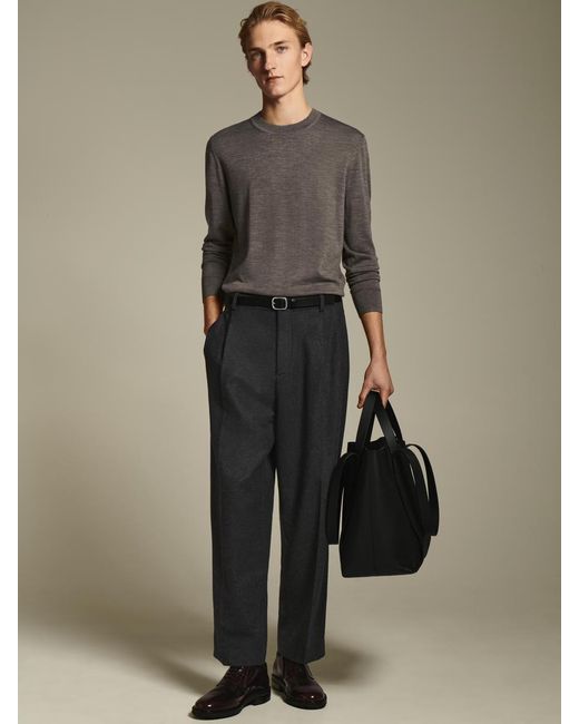 COS Black Pleated Wool Relaxed-Fit Straight-Leg Trousers for men