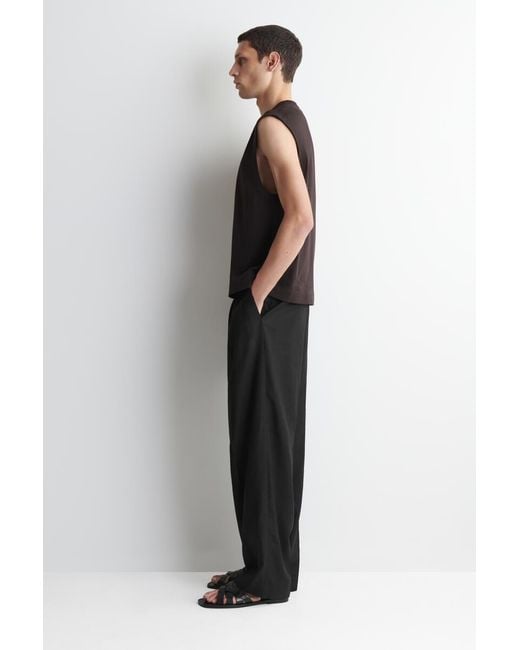 COS Black Relaxed Cotton-Crepe Tank Top for men