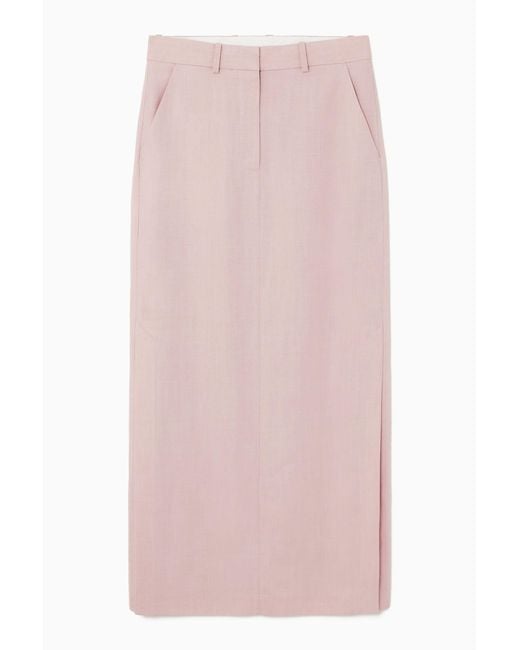 COS Pink Tailored Linen-blend Maxi Skirt