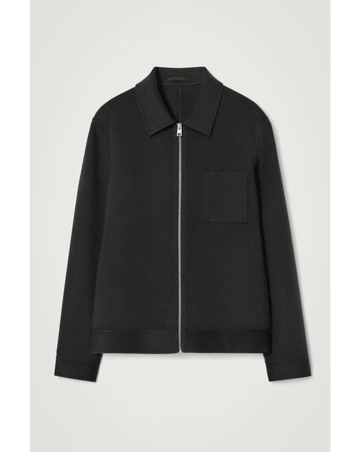 COS Black Double-Faced Wool Harrington Jacket for men