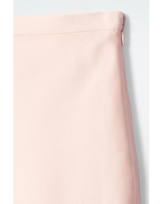 COS Pink Linen-Blend Midi Column Skirt