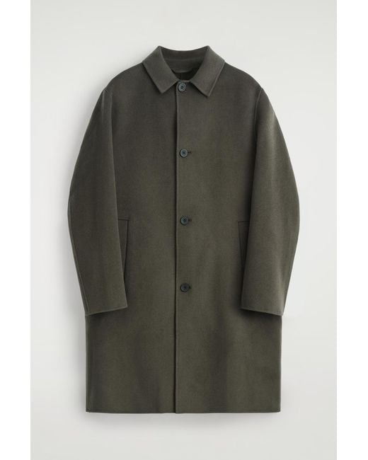 COS Green Double-Faced Wool Long Car Coat for men