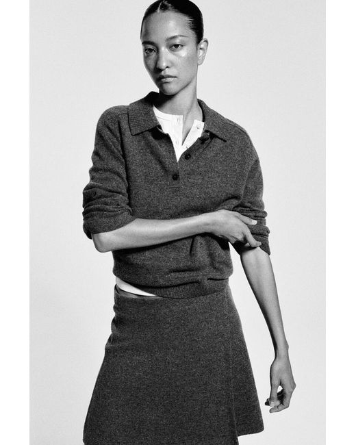 COS Gray Merino Wool Polo Shirt