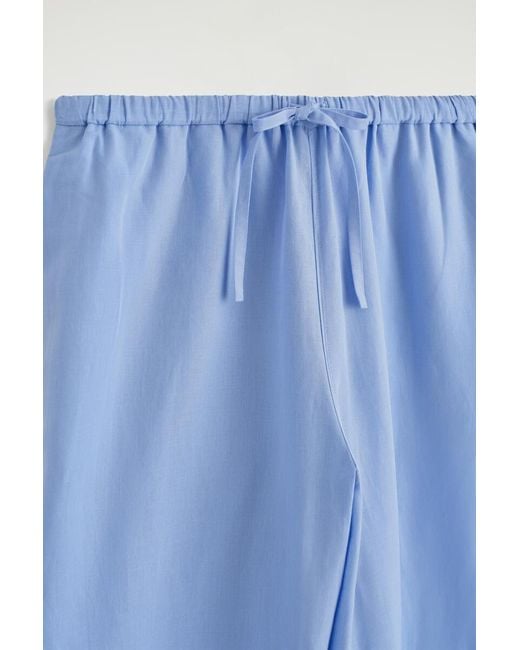 COS Blue Wide-Leg Linen Drawstring Pants