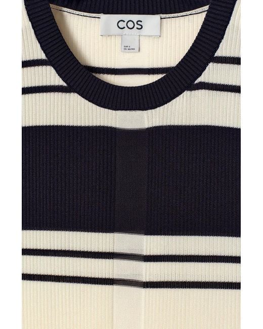 COS Blue Ribbed-Knit Tank Top