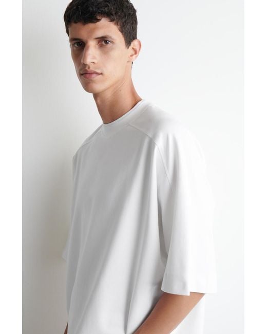 COS White Oversized Interlock Cotton T-Shirt for men