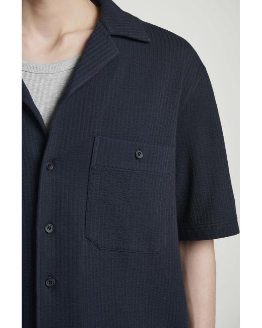 COS Blue Cotton-Seersucker Resort Shirt for men