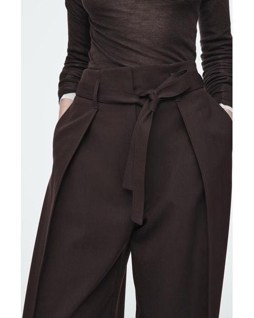 COS Brown Turn-Up Wool-Blend Trousers