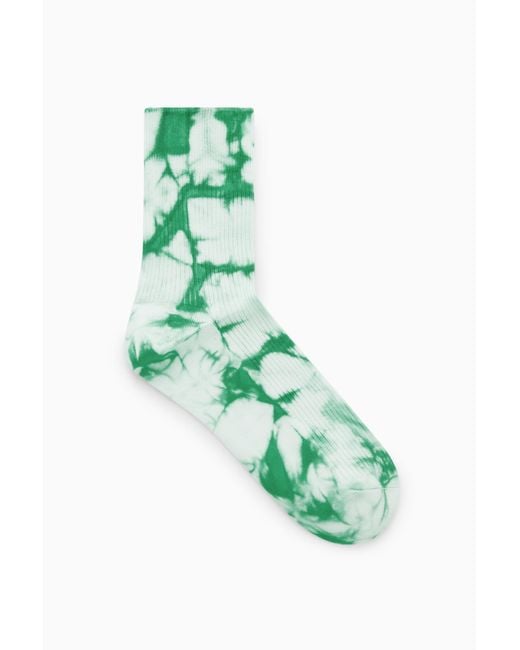 COS Green Ribbed Tie-dye Socks for men
