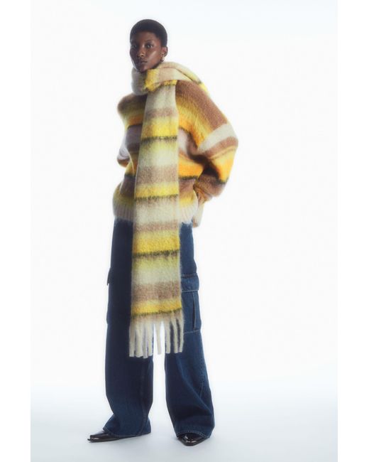 COS Yellow Oversized Mohair-blend Scarf