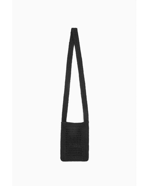 COS Black Mini Crochet Crossbody Bag for men