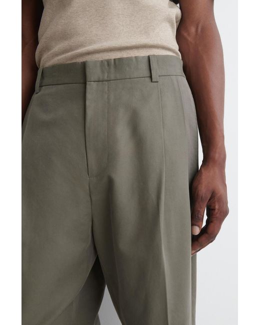 COS Green Pleated Relaxed-Fit Tapered Pants for men