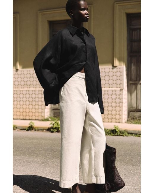 COS White Wide-leg Denim Trousers In Beige