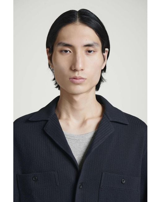 COS Blue Cotton-Seersucker Resort Shirt for men