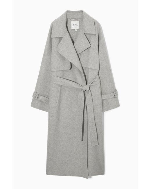 COS Gray Double-faced Wool Trench Coat