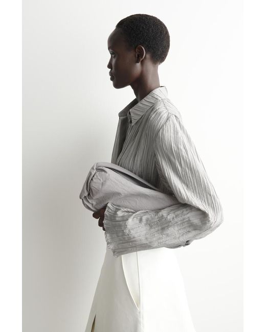COS Gray Mini Cylinder Clutch Bag