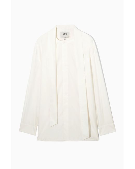 COS White Tie-neck Formal Shirt - Oversized