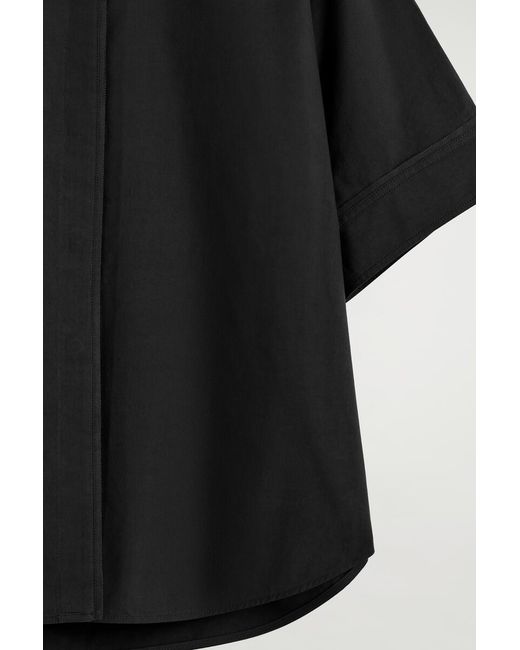 COS Black Oversized Short-Sleeved Cotton Shirt