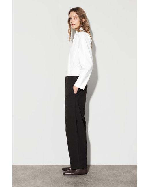 COS Black Wool-Blend Barrel-Leg Pants
