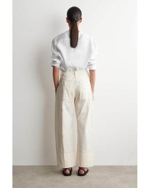 COS White Barrel-Leg Pima Cotton Pants