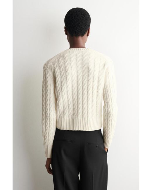 COS Natural Cable-Knit Merino Wool Cardigan