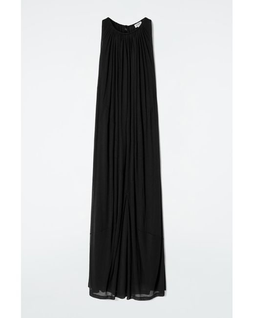 COS Black Gathered Halterneck Maxi Dress